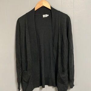 Gray Open Front Cardigan